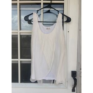 Pura Seta Italy White 100% Silk‎ Layered Draped Tulip Hem Tank Top  Lagenlook
